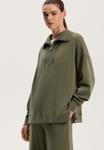 Толстовка OYSHO SOFT TOUCH HALF-ZIP WITH RIB DETAIL, Khaki - фото 4