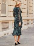 Леопардовый принт платье миди из сетки Sosandar, Khaki Green - фото 3