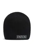 Шерстяная шапка бини с логотипом PATOU, черный - фото