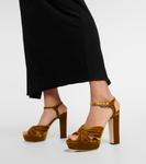 Бархатные босоножки на платформе heloise 120 Jimmy Choo, желтый - фото 4