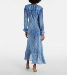 Gracye плиссированное шелковое платье макси Rixo, Boho Scarf Blue - фото 3