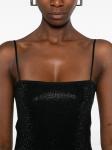 Мини-платье, украшенное кристаллами Alexander Wang, черный - фото 5