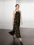 Длинное платье с принтом из смеси рами Massimo Dutti, коричневый - фото 4