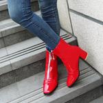 Женские лаковые ботильоны на блок-каблуке, мода Klarmar, Red 2 - фото 5