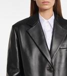 Однобортное кожаное пальто Prada, Nero - фото 4