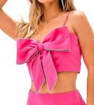 Топ с лентами и стразами фуксия Blue B - фото