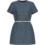 Платье gg denim jacquard GUCCI, синий - фото