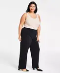 Широкие брюки на резинке Plus и Petite Plus Size JM Collection, черный - фото 3