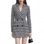 Клетчатое платье-пиджак Self-portrait, черная клетка - фото 3