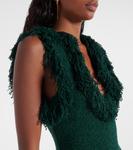 Мини-платье из смесового шелка с бахромой Ferragamo, Moss - фото 4