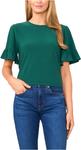 Топ CeCe Short Sleeve Ruffle Detail High Low Top, Alpine Green - фото