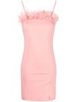 TWINSET платье мини с перьями, розовый - фото