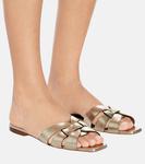 Кожаные шлепанцы Tribute Nu Pieds 05 Saint Laurent, золотой - фото 4