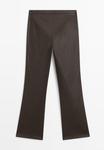 Брюки Massimo Dutti FLARE FIT CROPPED, Mottled Dark Brown - фото 6