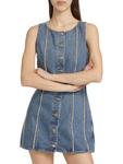 Мини-платье из потертого денима Re/done, синий - фото