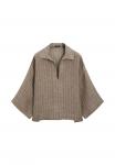Блуза Massimo Dutti STRIPED OPEN NECK GARMENT, Mottled Brown - фото 5
