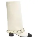 CHANEL Ботинки 25B до колена 5 см женские white - фото 4