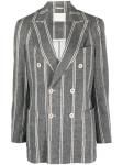 Circolo 1901 двубортный блейзер в полоску, черный - фото