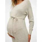 Платье Vero Moda Efile Maternity long sleeve midi, бежевый - фото 5