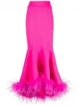 Расклешенная юбка с перьями STYLAND, розовый - фото