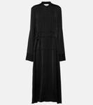 Платье-рубашка со складками Jil Sander, черный - фото