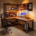 Угловой компьютерный стол Naijia 120x100 см с перфорированной полкой - фото 2