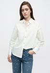 Блуза DKNY LONG SLEEVE RHINESTONE BUTTON FRONT SHIRT ENCASED ELASTIC FITTED BACK, White - фото 4