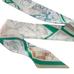 HERMES Шёлковый шарф, White/Green - фото 6