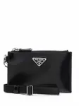 Кошелек на молнии с логотипом Prada, черный - фото