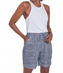 Укороченные шорты с узором и эластичной талией в синей текстуре "струна" YMI - фото