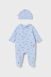 Детский комбинезон и шапочка Mayoral Newborn, синий - фото