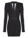 Платье мини с V-образным вырезом BALMAIN, черный - фото