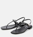 Лаковые сандалии-танга Miu Miu, черный - фото 5