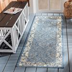 Ковер SAFAVIEH, 69 x 366 см, Washable Rug Outdoor Courtyard Collection - ковер-дорожка, Blue & Natural, без линьки и легкая чистка, идеально для патио, прихожей, гардеробной, коридора, кухни (CY2727-3103) - фото