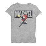 Футболка с рисунком и логотипом Marvel Black Widow для девочек 7–16 лет в стиле чиби Action Pose Marvel - фото