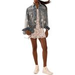 MICHAEL KORS Джинсовая куртка в стиле тракер с ручной росписью, Light Blue - фото 4