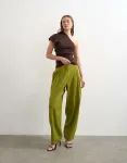 Зеленые льняные брюки-бочонки Topshop - фото 4