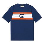 Футболка GUCCI Interlocking G Stripe Print T-shirt 'Blue', синий - фото