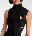 Платье с вырезом и рюшами из джерси Alaïa, Noir Alaia - фото 4