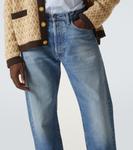 Выцветшие прямые джинсы Valentino, Medium Blue Denim - фото 5