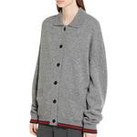 Кардиган из шерсти и кашемира с Web GUCCI, серый - фото 3