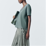 ZARA Футболка женская серо-зеленая - фото 7