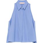 Расклешенная хлопковая блузка MARNI, синий - фото 3