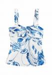 Топ бикини Next WIDE STRAP TUMMY CONTROL BANDEAU TALL, White Blue Floral/White - фото