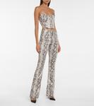 Бюстье со змеиным принтом Alessandra Rich, Light Grey - фото 2