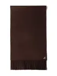 Шарф с бахромой и логотипом Prada, коричневый - фото