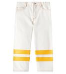 Полосатые хлопковые брюки из твила Tinycottons, Off-White - фото