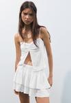 Юбка PULL&BEAR RUFFLED, White - фото 3