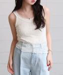 Эластичная кружевная майка Bab, цвет Offwhite - фото 2