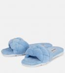 Плетеные махровые тапочки Miu Miu, Celeste - фото 5